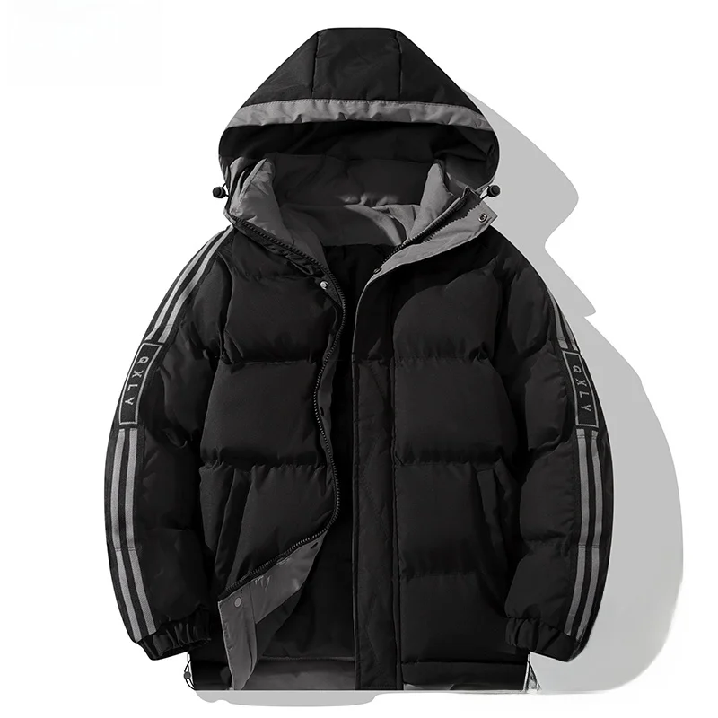 

Autumn Winter Men's Cotton Jaet Thiened Casual Hooded Coat Warm Polyester Fiber Long Sve Zipper Closure Casual Sle