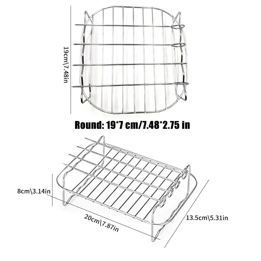 Stainless Steel Air Fryer Barbecue Grill 4-Pin Electric Fryer Accessories Square Barbecue Grill Bread Rack view 6