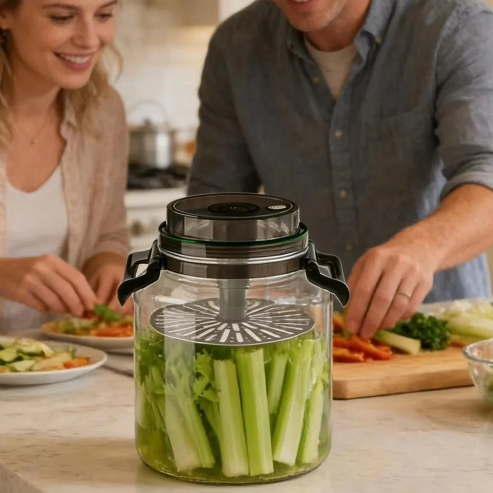Large Capacity Pickle Jars With Lids With Handle Food Grade Airtight Storage Pitcher Sealed Leak-Proof Fermentation Jar