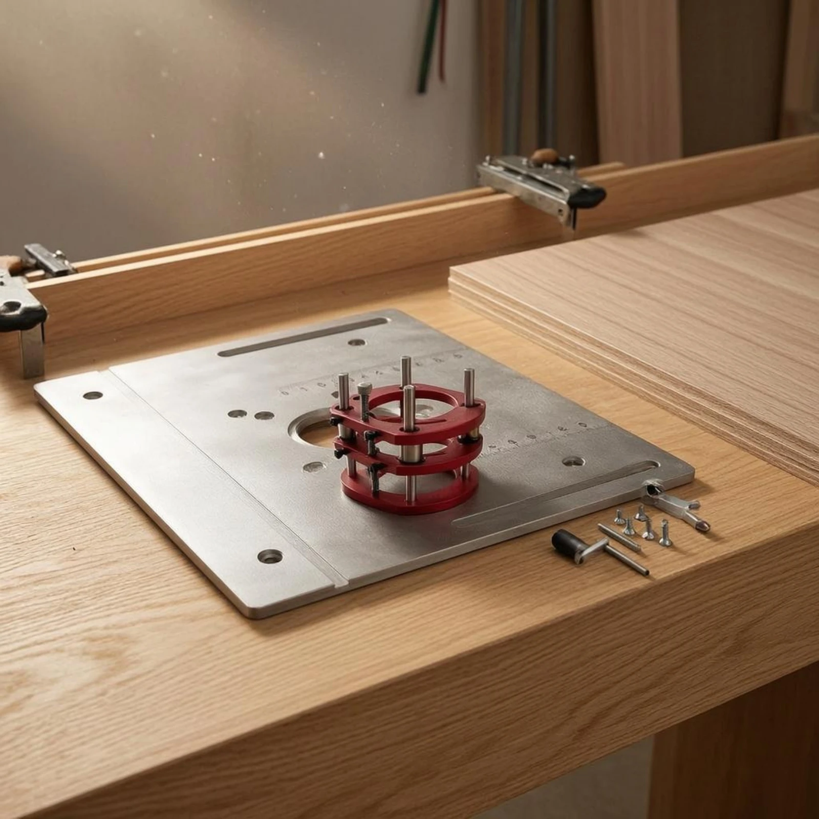 Manual Router Lift CNC-Finished Woodworking Router Lift Base Power Tool Accessory Anodized Hand Crank