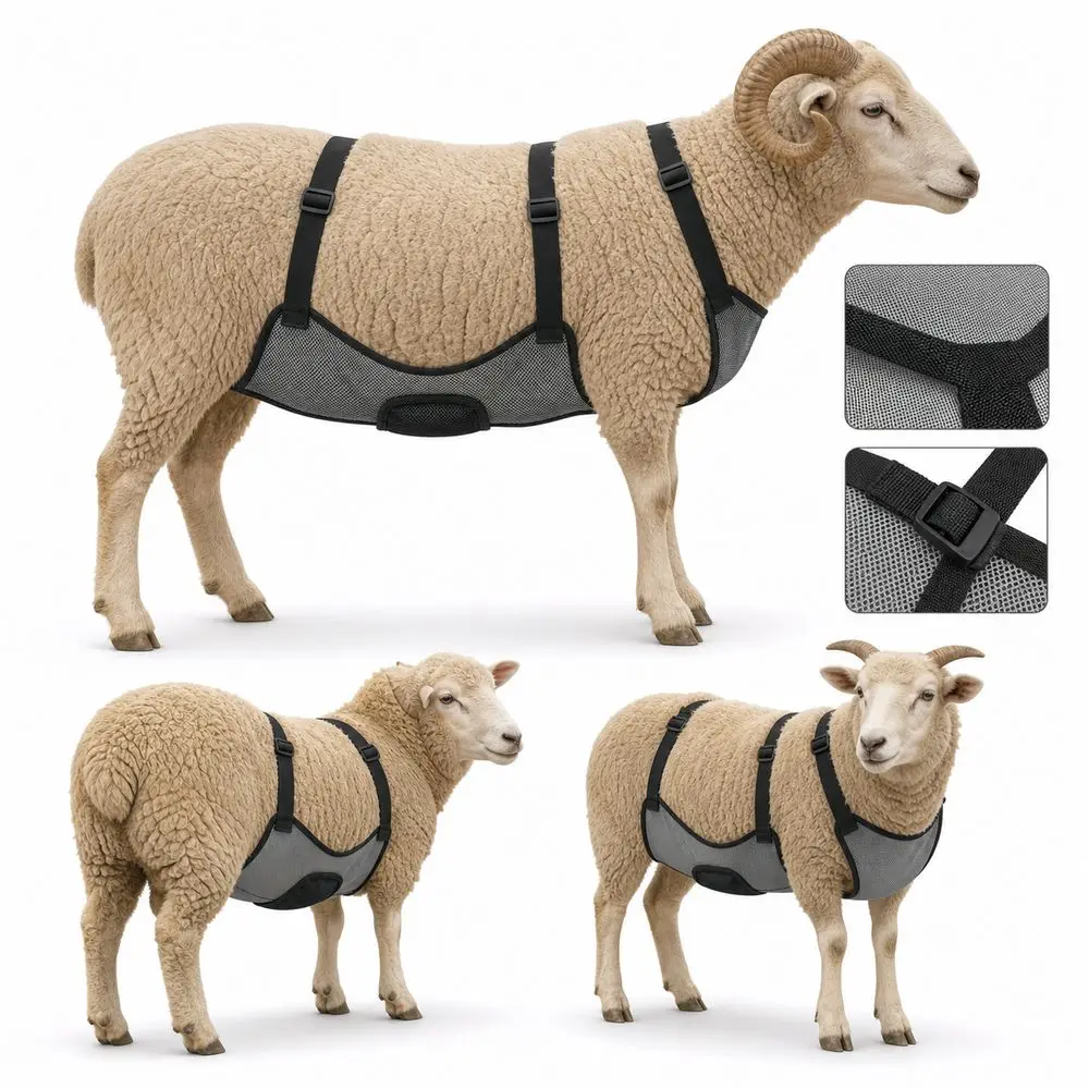 Universal Sheep Belly Cover Breathable Mesh Quick Buckles Ewe Anti-Mating Cover Secure Fastening Adjustable Straps