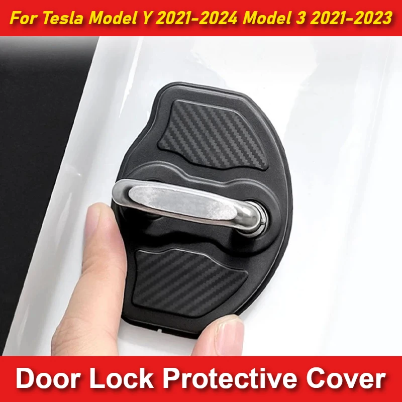 

Car Door Lock Protector for Tesla Model Y 2021-2024 Model 3 2021-2023 ABS Scratch Resistant Guard Shock Absorption Latches Cover