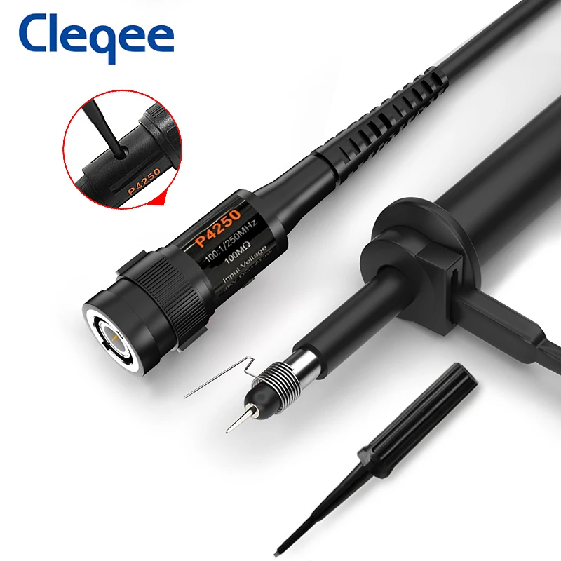 Cleqee-Sonda de osciloscopio P4250, 100:1, 250MHz, 2KV, soporta alto voltaje para osciloscopio Owon liliput, 1 ud., 100X