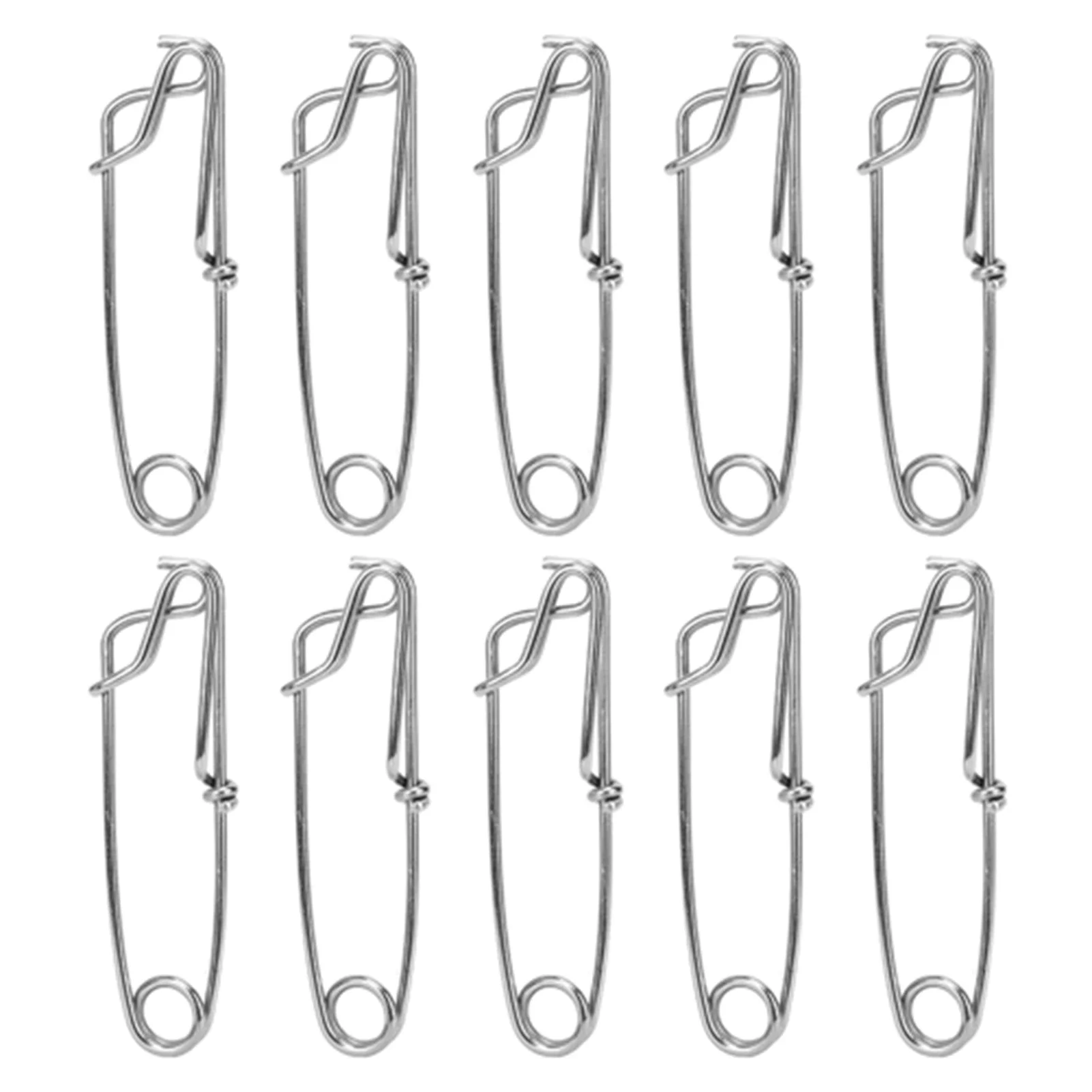 10 Uds. Perchas de ramas palangre de acero inoxidable Clip a presión abrazadera de atún aparejos de pesca 2,6x100mm