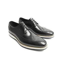 Wholesale Fashion Brogue Shoe Genuine Cowhide Leather Oxford Style Sneakers Business Leisure Handcraft Dress Shoe Drop Shipping