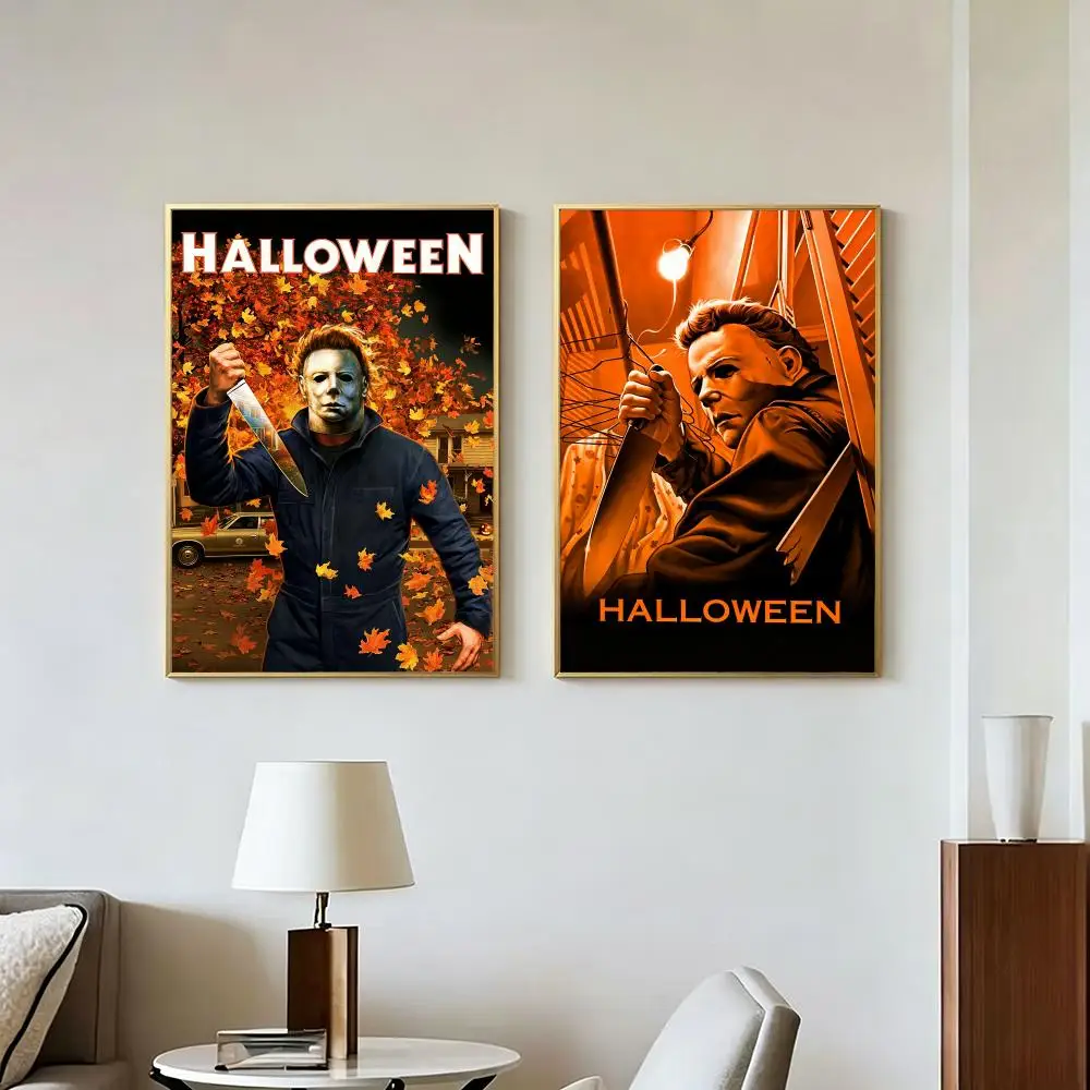 Theme H-Halloween Michael Myers Poster Peel And Stick Wall Art Self Adhesive PP Waterproof Wall Decor Living Room Bedroom Gift