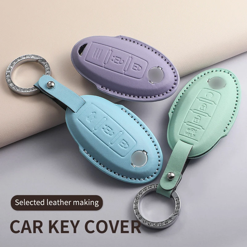 PU Leather Car Remote Key Fob Case Keychain Cover for Nissan Sylphy Teana Murano Terra Patrol Bluebird