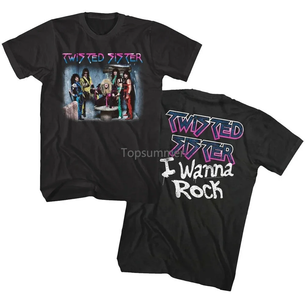 

Twisted Sister I Wanna Rock Album Cover Mens T Shirt Glam Rock Band Concert Top