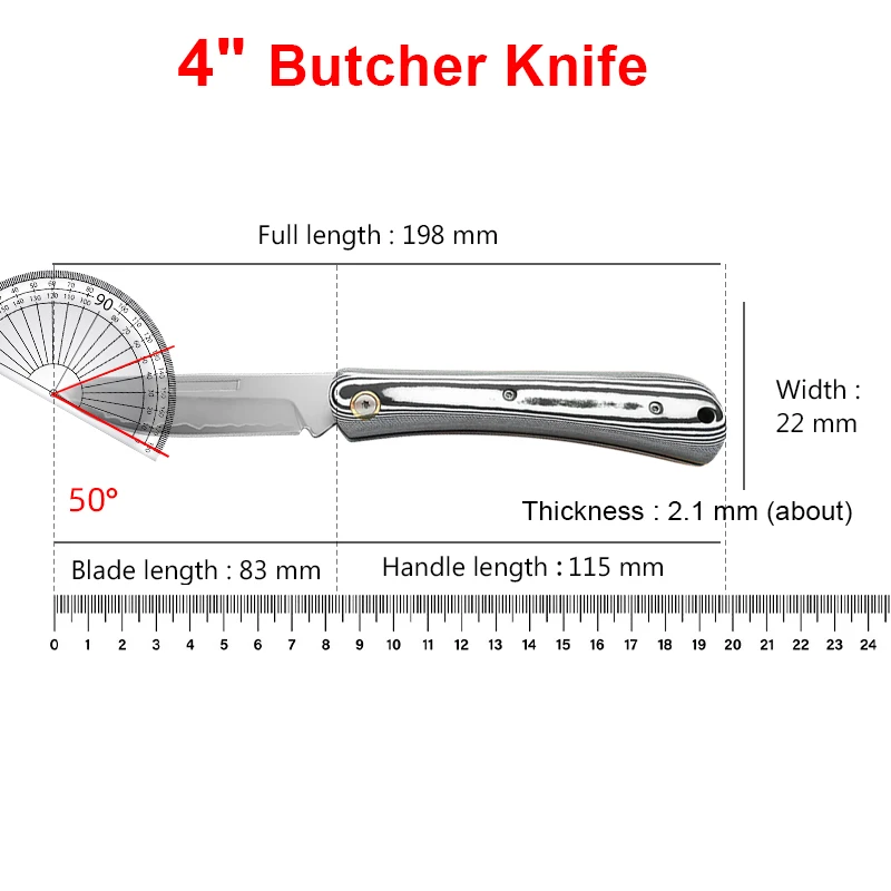 3 Layers Composite Steel Folding Knife Utility Knife for Slicing Meat BBQ Fruit Boning Fish Filleting Chef's Knife Kitchen Tools