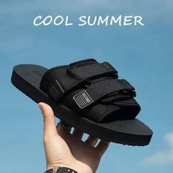 Simple Outdoor Men Slippers Fashion Hook&Loop Canvas Casual Couple Shoes Slip-on Beach Slippers Sandals Women Shoes Flip Flops