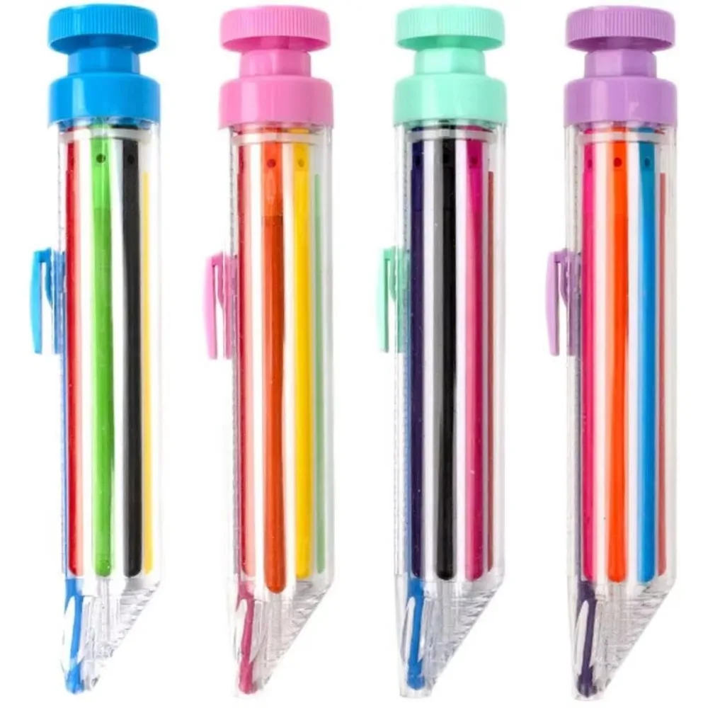 8 In 1 Multicolor Crayons Push Style Portable Colored Pencil Durable Replaceable Oil Pastel Kids Graffiti Painting Tools