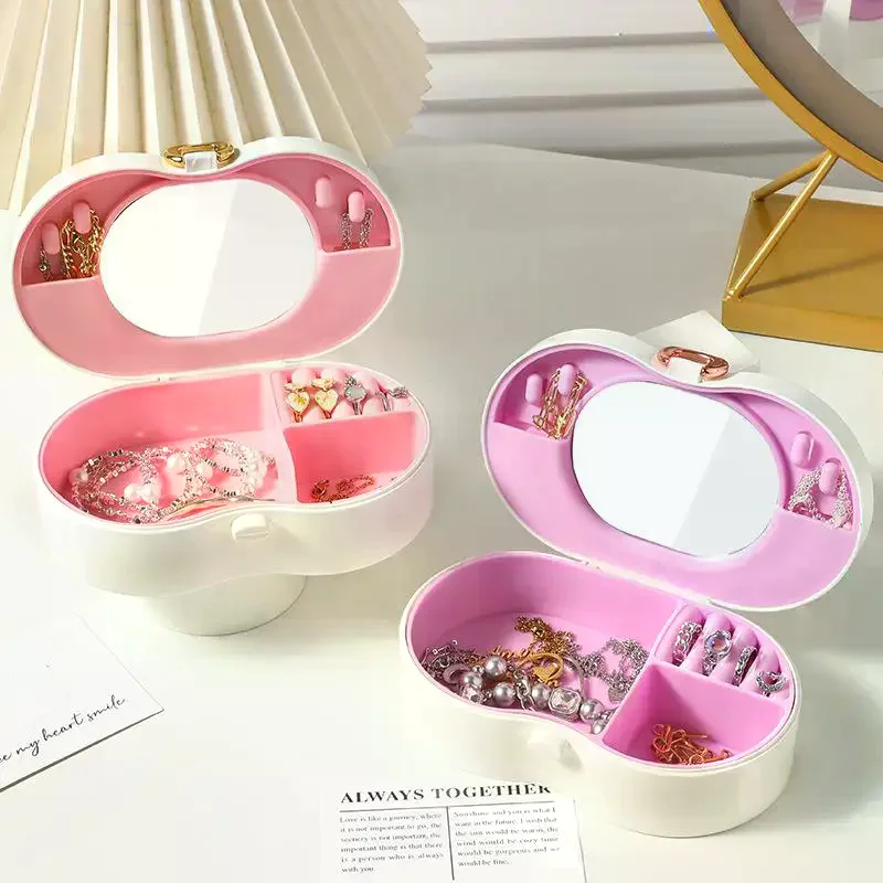 المحمولة متعددة الوظائف القوس صندوق تخزين المجوهرات المنزل السفر أقراط قلادة حقيبة للتخزين للنساء حلقة منظم عرض القضية #1