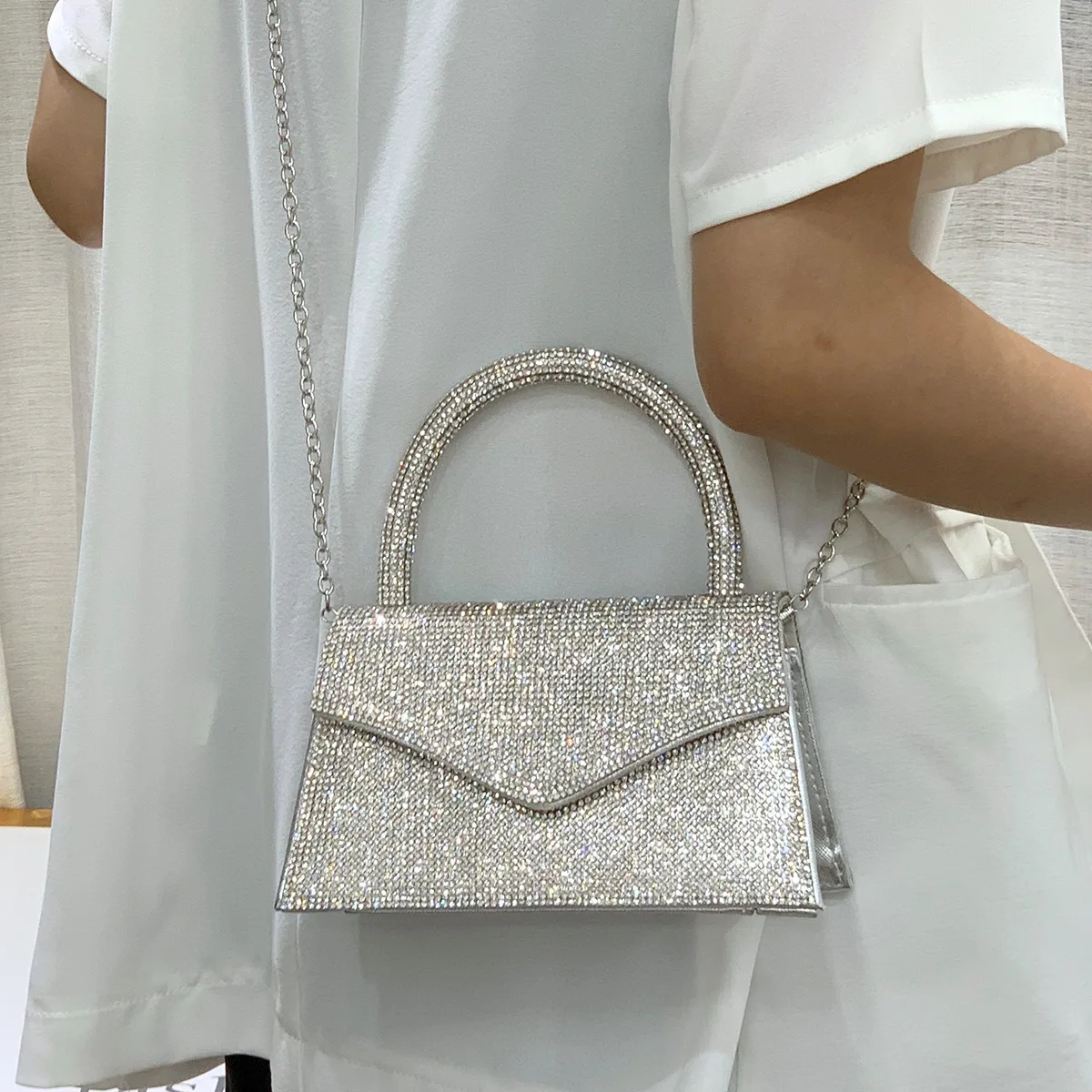 Borse da donna con diamanti borse da sera per feste di perle di lusso per le donne borse da sposa con perline borsa a tracolla con strass Tote