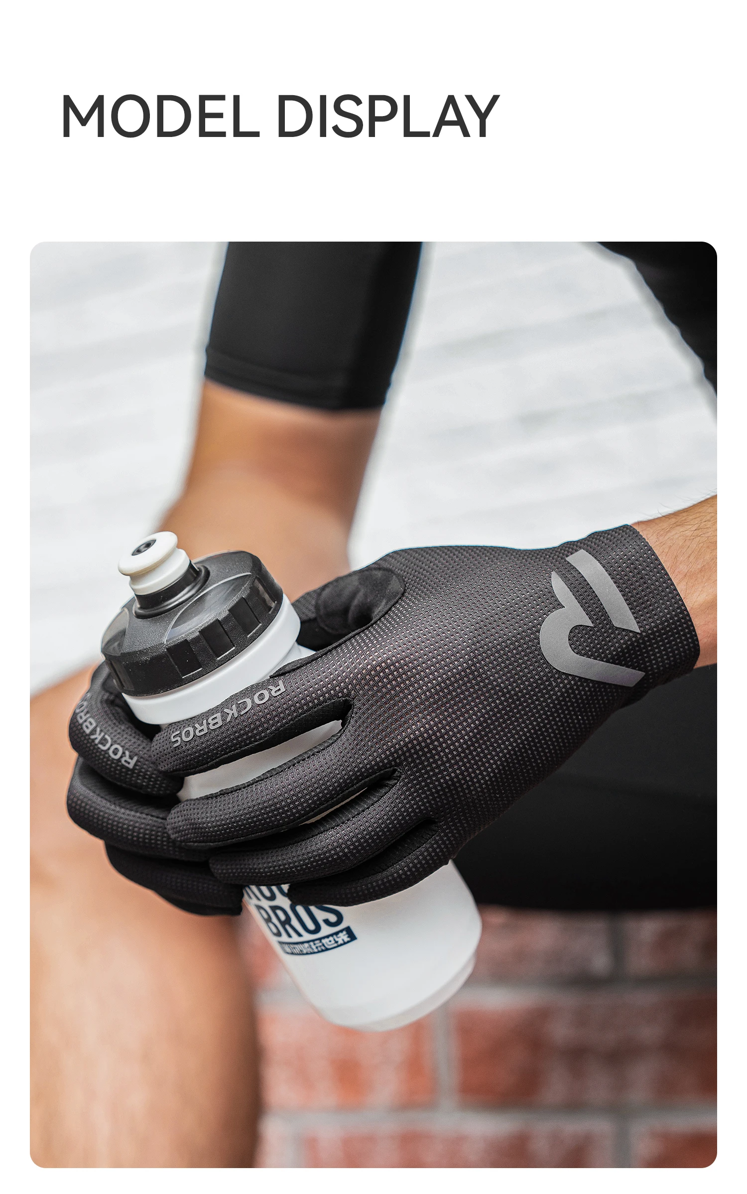 ROCKBROS Fahrradhandschuhe mit Vollfingerbedeckung, Touchscreen-fähig, Atmungsaktiv, Rutschfest, Stoßdämpfende Handflächenpolsterung – Detail 11