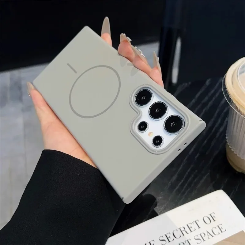 For Samsung Galaxy S26 Ultra Plus Case Ultra-thin Solid Color Magnetic PC Cover For Galaxy S26+ Shockproof Bumper Funda