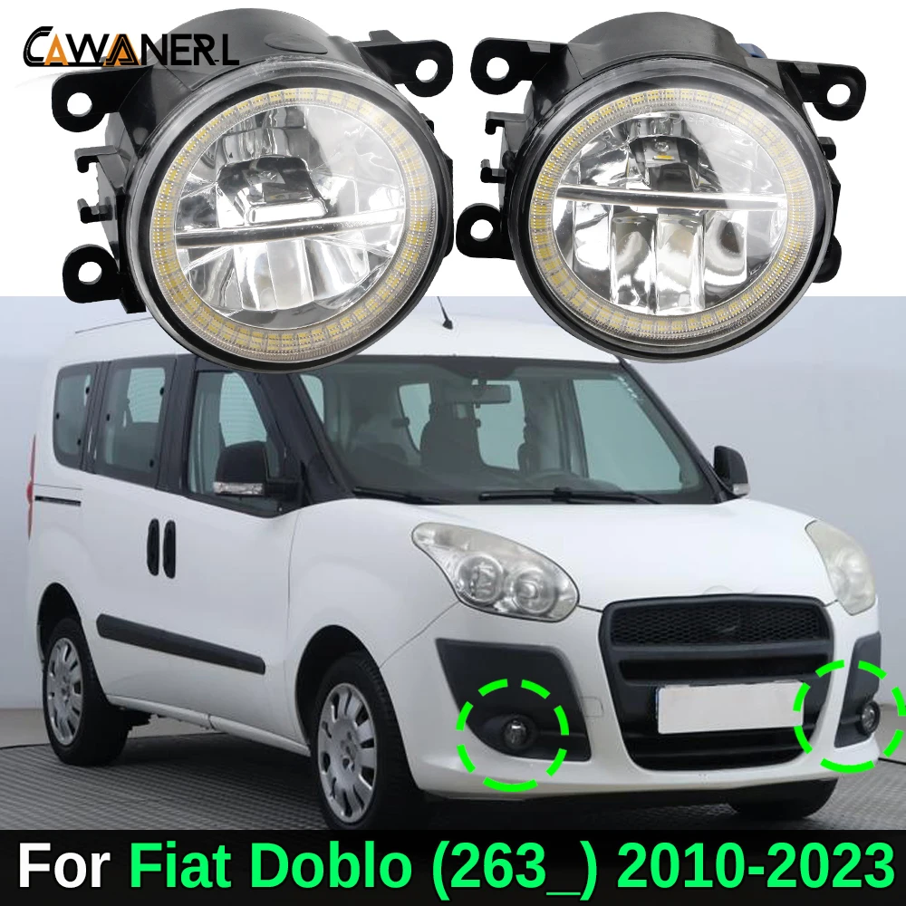 Car LED Fog Light Angel Eye Daylight For For Fiat Doblo (263_) 2010-2023 30W 3000LM Fog Lamp DRL H11 12V 2 Pieces