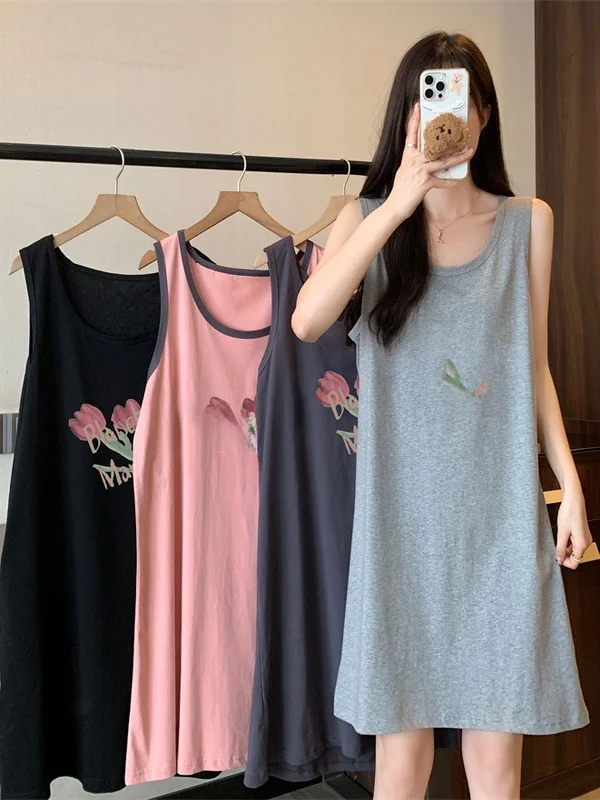 القطن الخالص مثير Svel سترة حزام الدكتور فضفاض ميدي تنورة صغيرة الحجم مثير ort تنورة المرأة الصيف Faion طباعة الدكتور