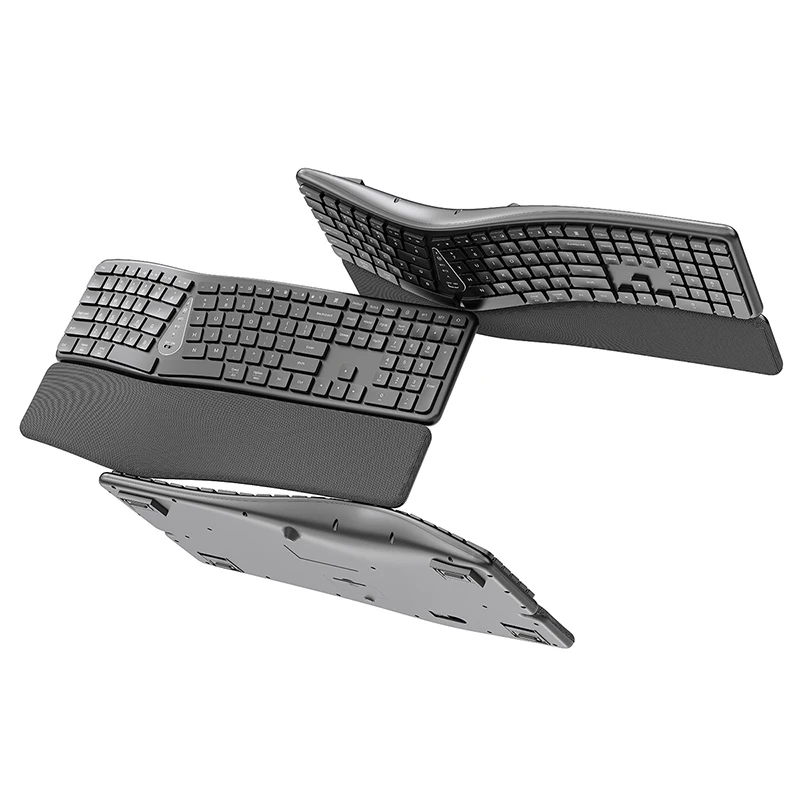 Imagem -06 - Teclado Ergonômico sem Fio de Modo Duplo Bluetooth Dividido com Descanso de Pulso 111 Teclas Recarregável Teclado Dividido Silencioso para Win7 10