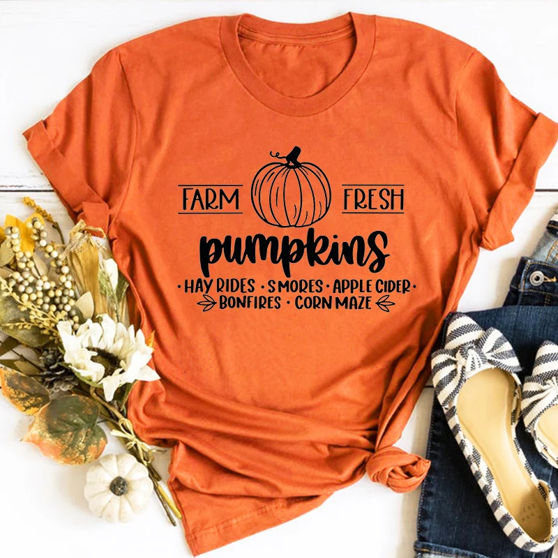 Farm Fresh Pumpkin Shirt Fresh Pumpkin Tshirt Fall Pumpkin Tee Halloween Pumpkin Clothes Farmer Shirts Fall Gift