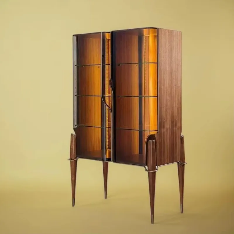 Luxury Home Furniture Factory Custom Living Room Furniture Tall Wood Wine Display Cabinet Living Room Furniture Set