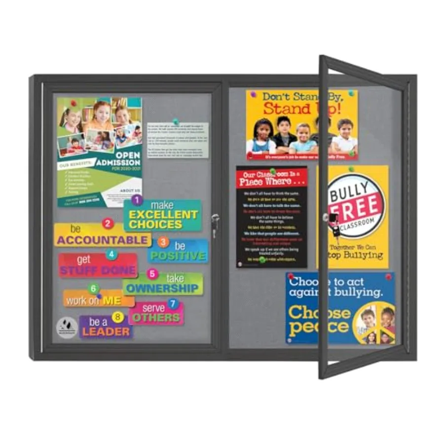 

Запираемая уличная доска объявлений с двойными дверцами, защищенная от непогоды, с алюминиевой рамой, настенная, предварительно собранная.