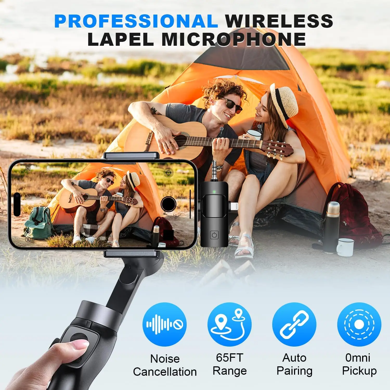 ميكروفون لاسلكي Lavalier ميكروفون البث المباشر معدات تسجيل Lavalier المؤثر الغذاء بث ميكروفون الحد من الضوضاء