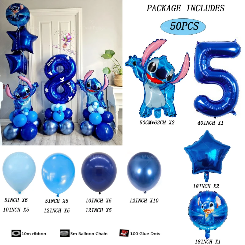 50pcs Disney Lilo & Stitch Party Balloons Stitch 40\