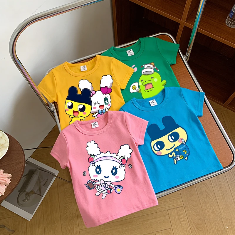 

Tamagotchi Children Short Sleeves Cartoon Anime T-shirt Kawaii T Shirt Tops Boy Girl Summer Fashion Tees Kids Cute Clothes Gift