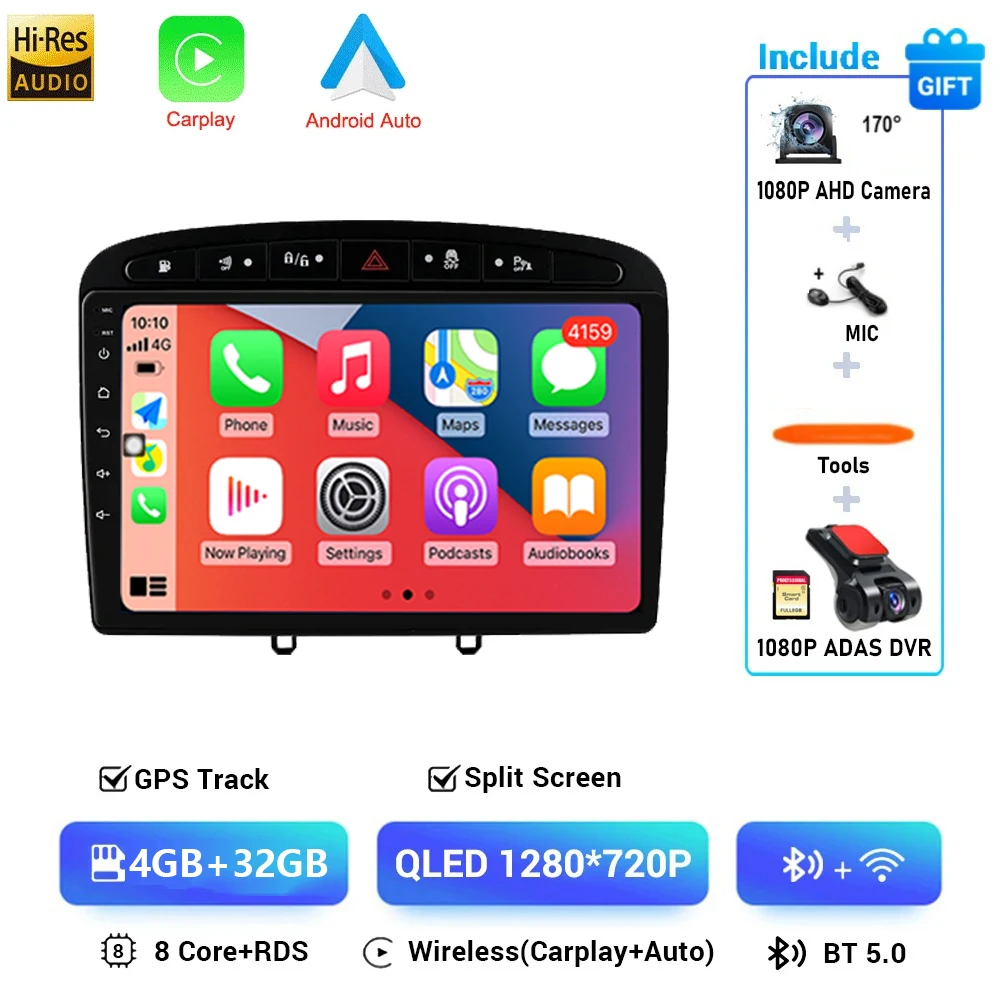 Android 16 Voor Peugeot 308 308SW 408 2012-2020 2K QLED Stereo Autoradio Multimedia Video Player GPS AI Voice CarPlay 4G DSP