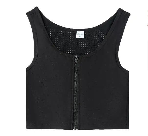 Brust Brust Binder Trans Crop Top Bandage Front Zipper Flache Brust Mesh Zurück Korsett Stretch Körper Gestaltung Les Weibliche Bh Tank