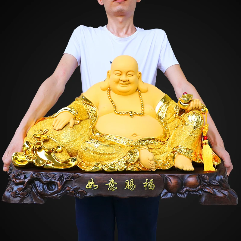 Imagem -03 - Lucky Money Resina Big-bellied Maitreya Buddha Estátua Estilo Chinês Fengshui Estátua Enfeites para Casa Decoração de Sala