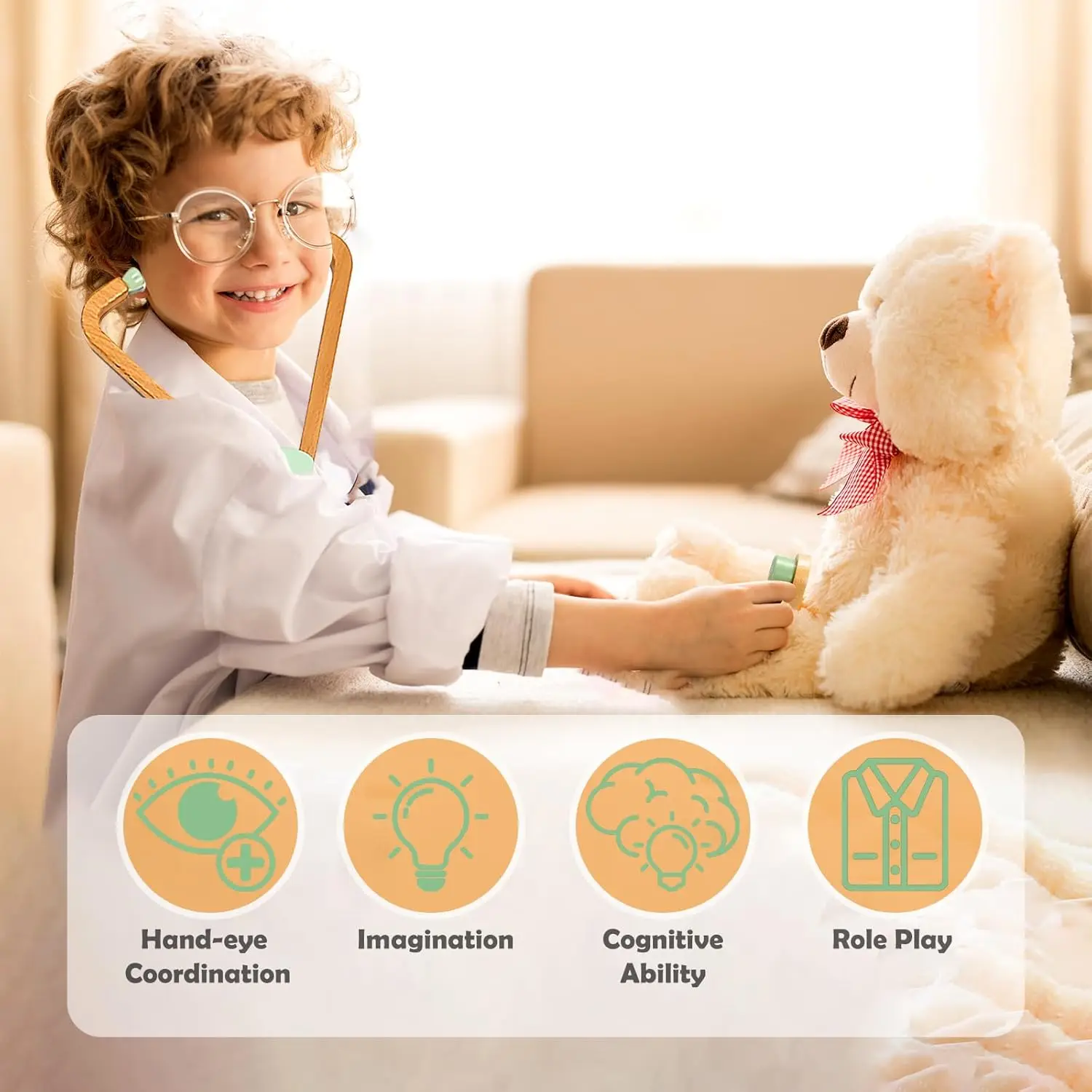 مجموعة ألعاب الطبيب للأطفال الصغار 3-5، مجموعة أدوات طبية للعب التظاهري لمرحلة ما قبل المدرسة مع سماعة الطبيب وأساور ضغط الدم وغيرها من الملحقات