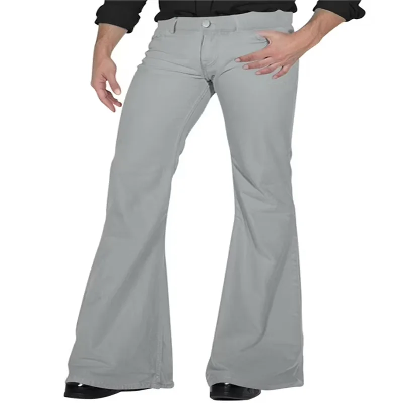 

Fashion Retro Men's Flared Pants Elastic Slim Fit Solid Business Casual Suit Trousers Spring Autumn Urban Casual Pant Streetwear