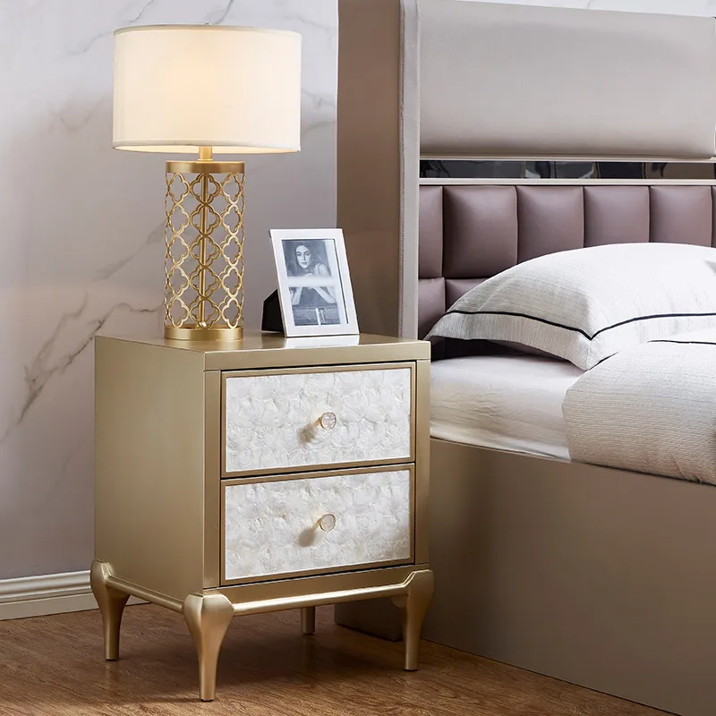 Natural shell nightstand, modern minimalist home light luxury bedroom design nightstand