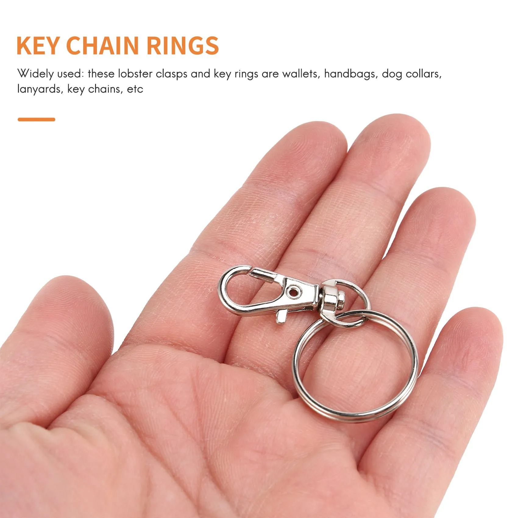 60 Pieces Key Ring Clip Hooks Twist Locks Lanyard Snap Hooks with Split Key Rings (Silver)