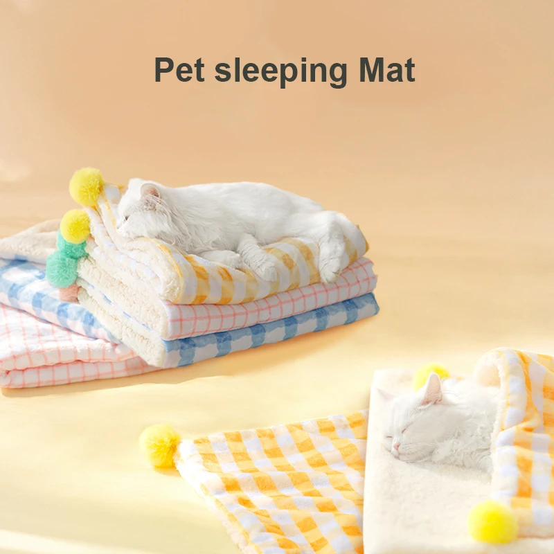 Pet Blanket Soft Plush Sleeping Mat for Cats Dogs Warm Pet Bed Cover for Small Medium Pets