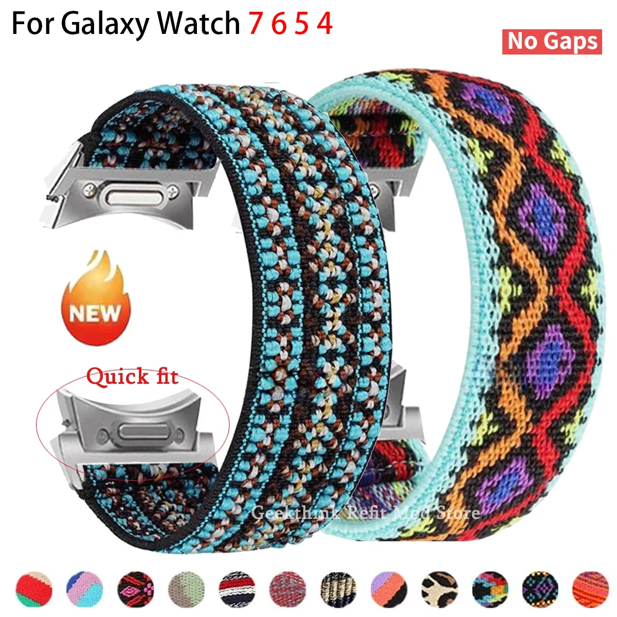 Nylon Elastic Band For Samsung Galaxy Watch 6/5/4 40mm 44mm 6 4 Classic 42 46mm 43mm 47mm Scrunchie No Gap Bands 20mm 5Pro 45mm