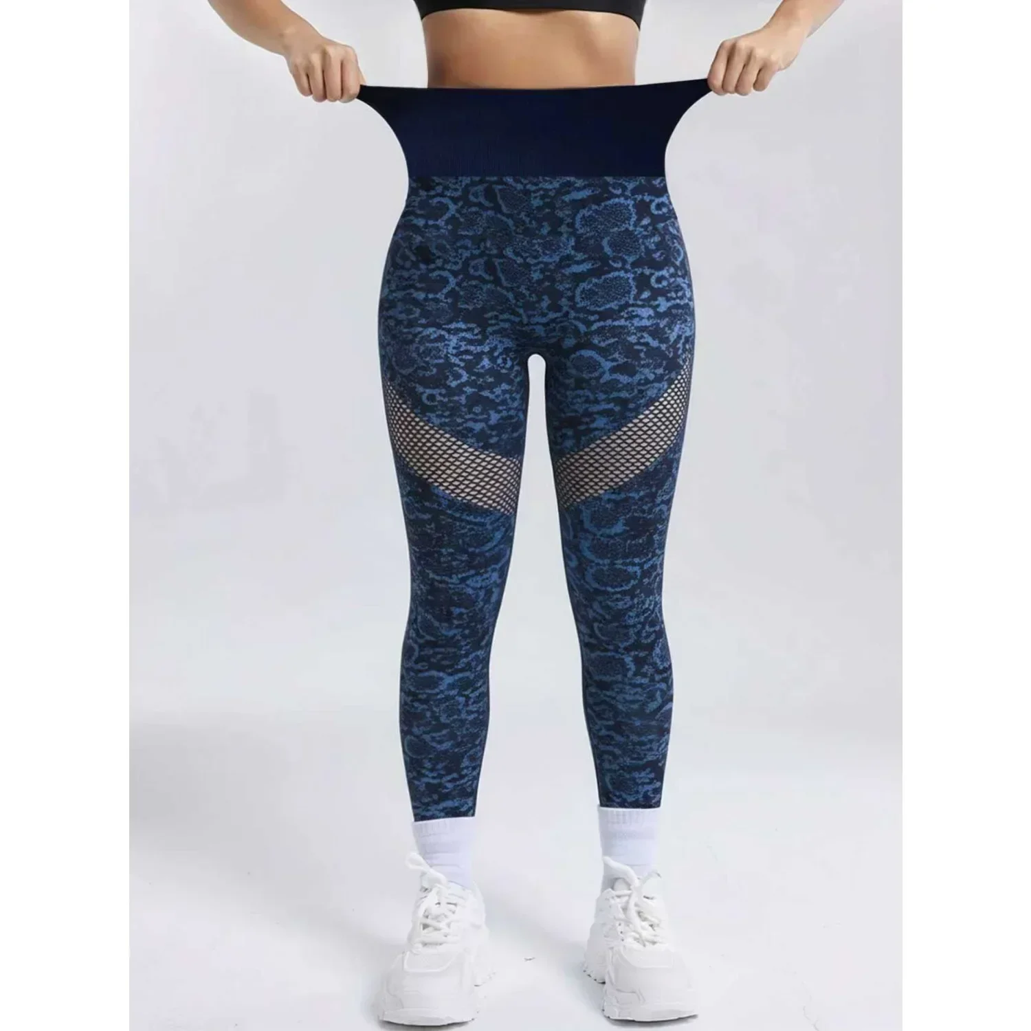 Pantalones de Yoga de malla con estampado de serpiente sin costuras para mujer, pantalones deportivos sexys de cintura alta para levantamiento de cadera, mallas deportivas para ejercicio y Fitness