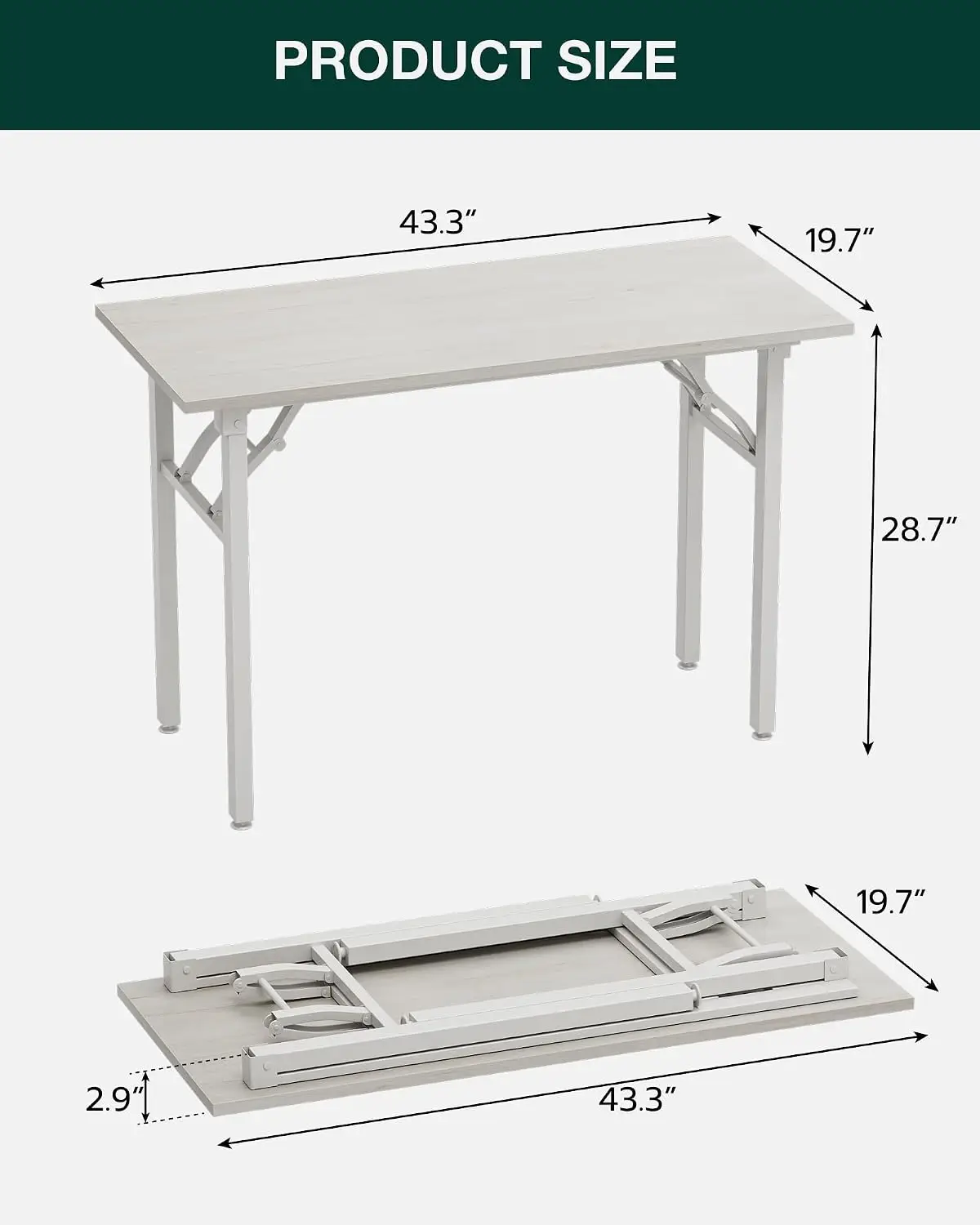 Frylr Small Folding Computer Desk – Portable 43.3 Inch Foldable Laptop Table, Collapsible and Compact for Easy and Fast Setup, L
