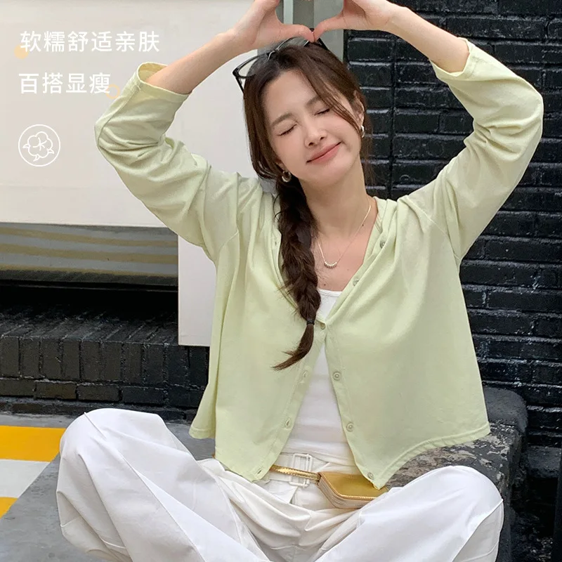 

Spring and Summer New Button-knitted Sweater Women's Loose Cardigan Long-sleeved Sunscreen Hoodie