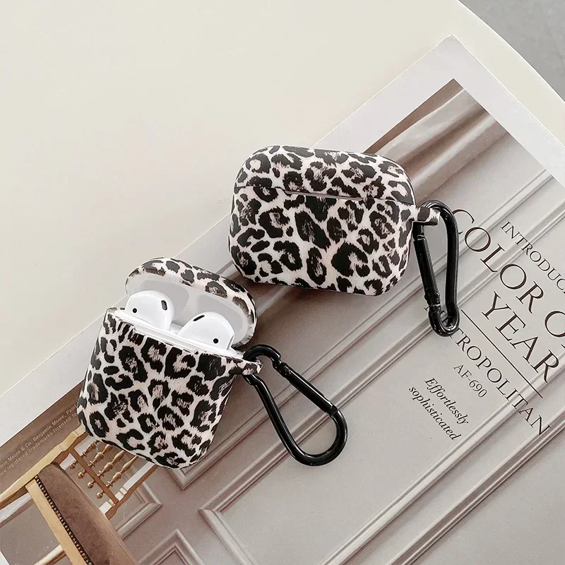 Nueva funda para auriculares con estampado de leopardo para Apple Airpods 4, funda protectora de silicona con gancho para Airpods Pro 2 1, carcasa de tercera generación