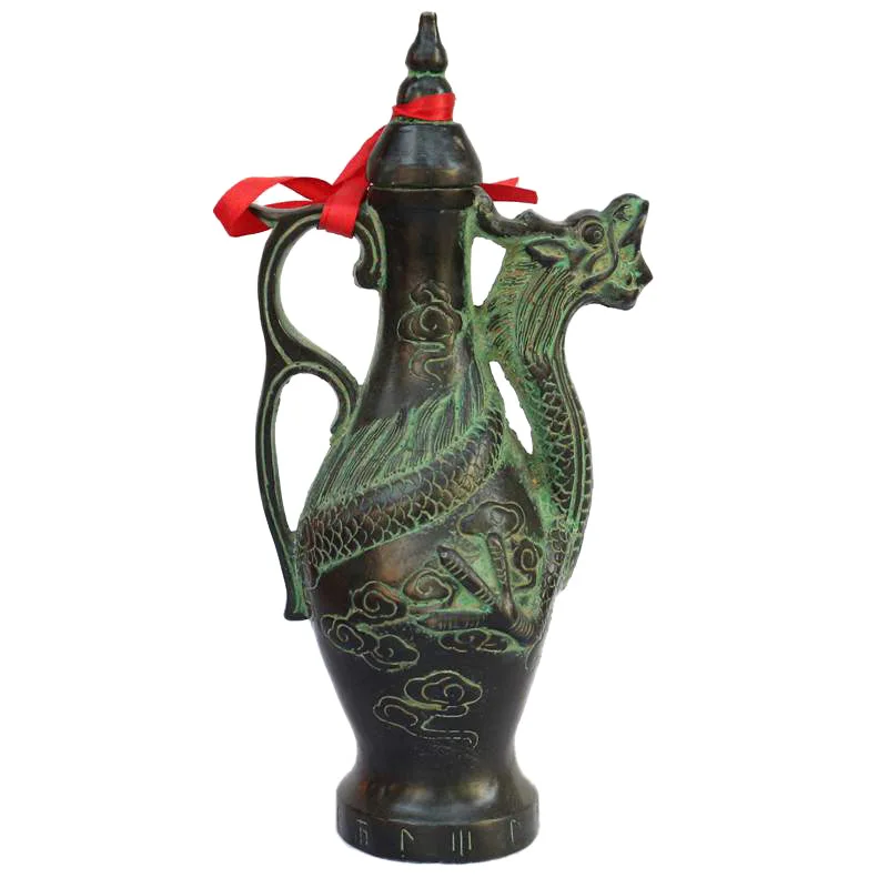 

Антикварная Разная бронзовая кастрюля Дракон Винный горшок Украшения для дома Принцесса и агенты в одном стиле Медь Винтаж W