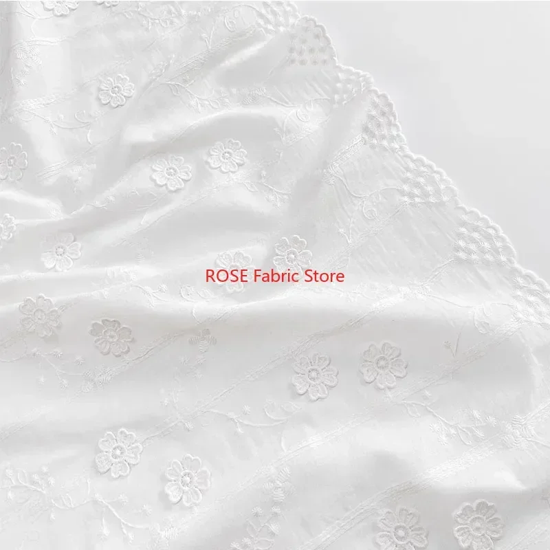 

Cotton Three-dimensional Plum Blossom Embroidery Cotton Fabric for for skirts, Gown, dress, blouse, table cover, costumes design