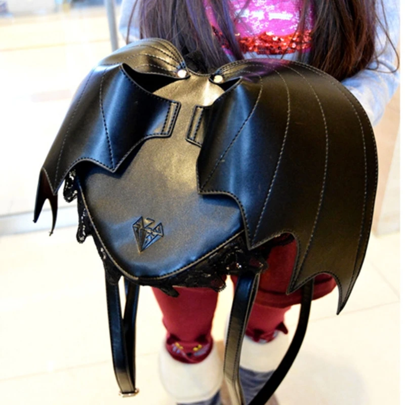 Trendy and Versatile Devil Bat Travel Backpack Gothic Rucksack PU Daypack Show Your Fashionable