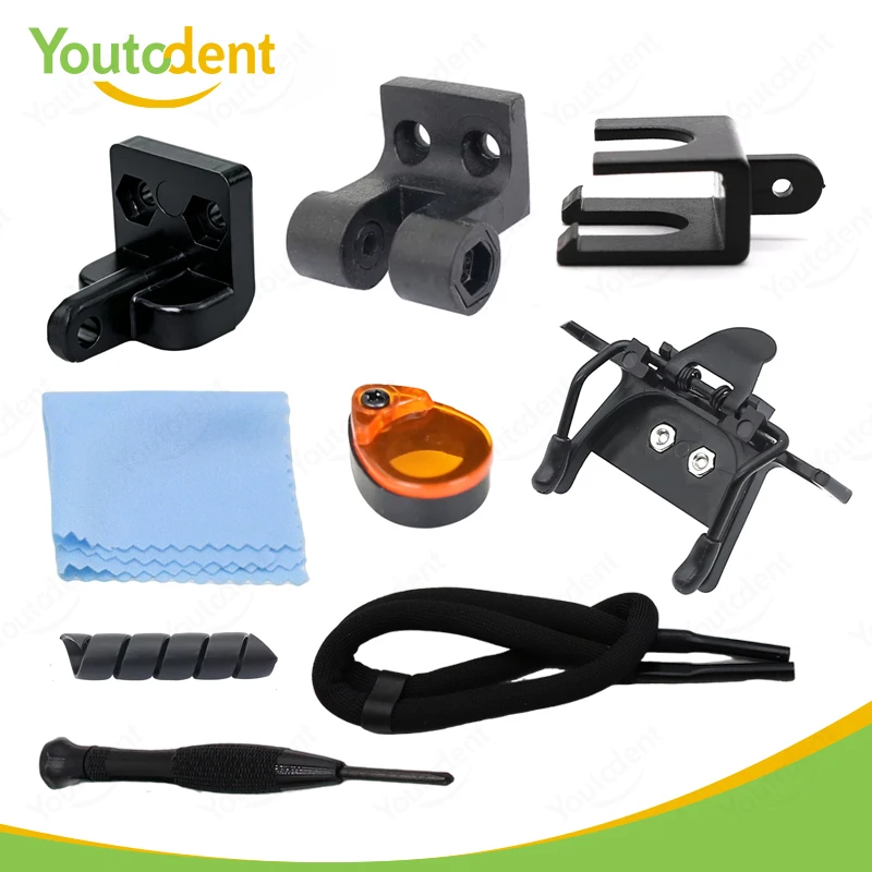 Dental Loupes Conversion Kit Adapter Accessories Medical Headlamp Magnifier Clip Yellow Filter Screwdriver Cleaning Cloth