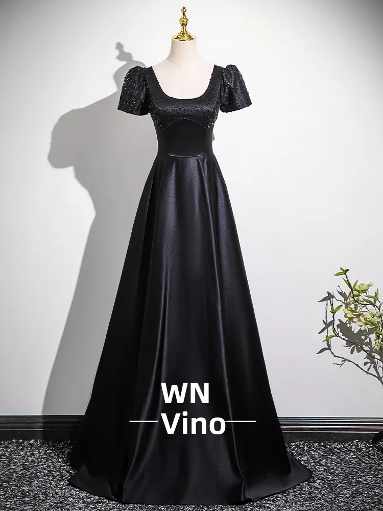 

Bla Evening Gown Women's Solo Piano Vocal Performance Large Chorus ow Korean Sle mid Waist A-Line Skirt Long Dr