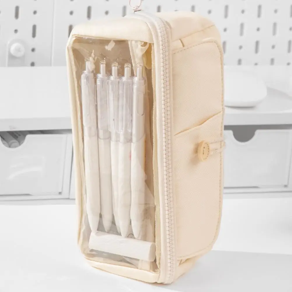 Mesh Pocket Pencil Bag Durable Versatile 3-layer Transparent Pencil Case Capacity Stationery Organizer for School Supplies Pen