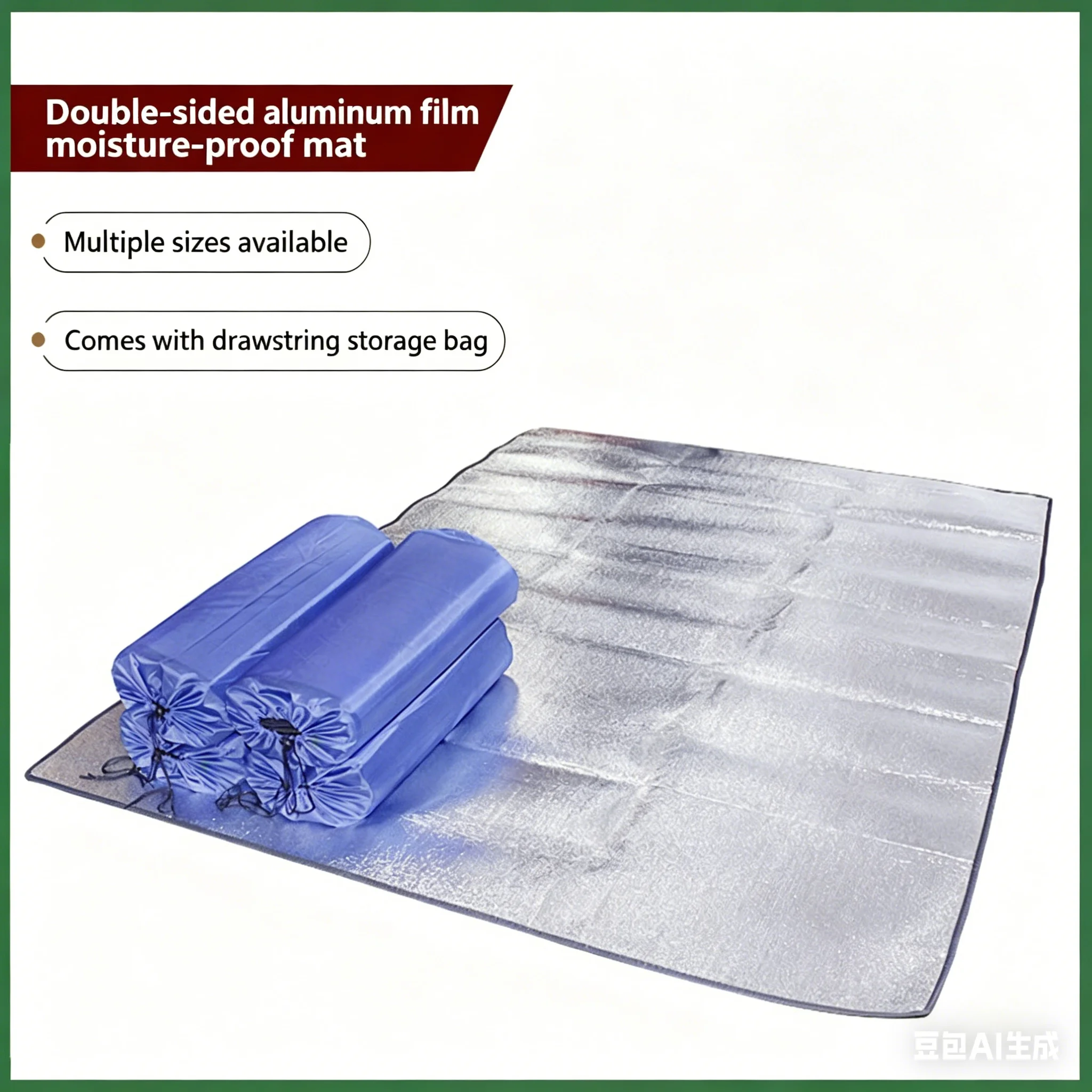 1 Stück Outdoor-Campingmatte, doppelseitige Aluminiumfolie, wasserdichte Zeltunterlage, feuchtigkeitsbeständige Isolierung, Picknick-Strandmatte mit Aufbewahrungstasche