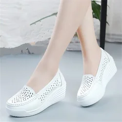 Genuine Leather Women's Shoes Four Seasons Nurse Work Shoes Women's Wedges White Platform Womens Shoes