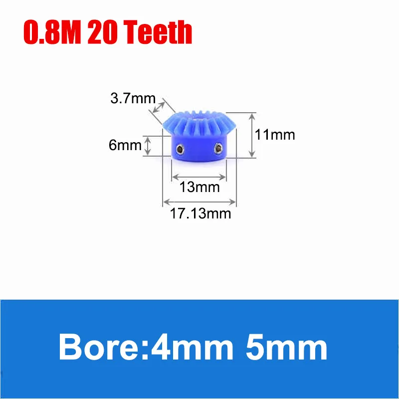 1Pcs 1:1 Nylon Bevel Gear 0.8 Mod 20 25 30 Teeth Bore 4/5/6/8/10mm Straight Bevel Gear 90 Degrees Meshing Angle Plastic Gears